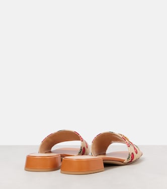 VLogo Cherryfic leather-trimmed slides | Valentino Garavani