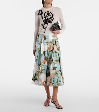 Falda midi de algodón floral plisada | Erdem