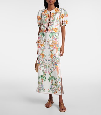 Floral puff-sleeve linen blouse | Farm Rio