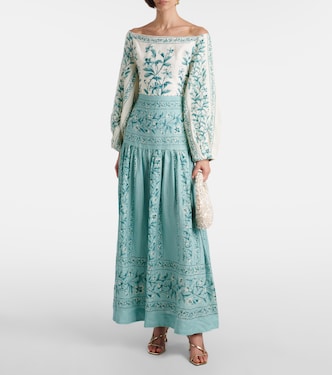 Off-Shoulder-Maxikleid Senlis aus Leinen | Agua by Agua Bendita