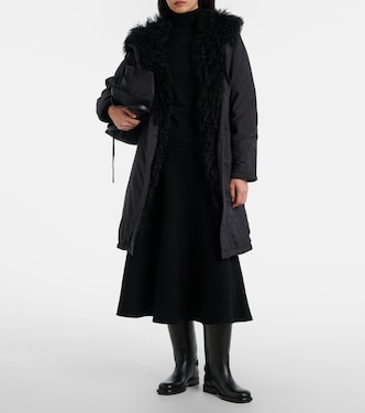 Hooded shearling-trimmed down coat | Yves Salomon