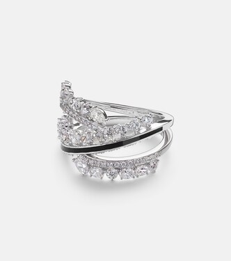 Anello Twist in oro bianco 18kt e smalto con diamanti | Kamyen