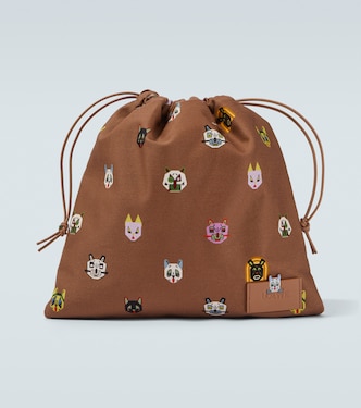 x Louis Wain Cats leather-trimmed pouch | Loewe