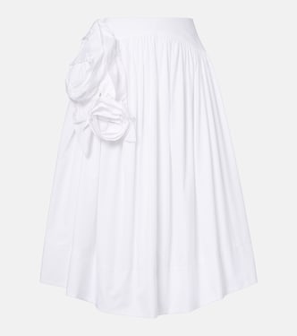 Floral-appliqué cotton poplin midi skirt | Simone Rocha