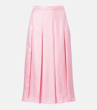 Pleated silk twill midi skirt | Gucci
