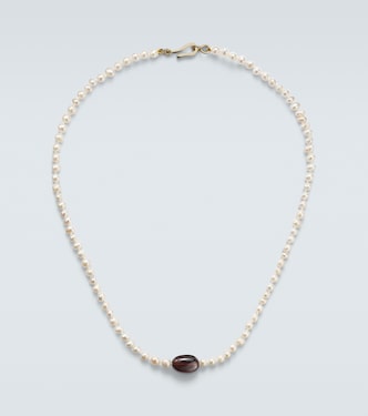 Collana in oro 9kt (375/1000) con perle d'acqua dolce e hessonite | Ileana Makri