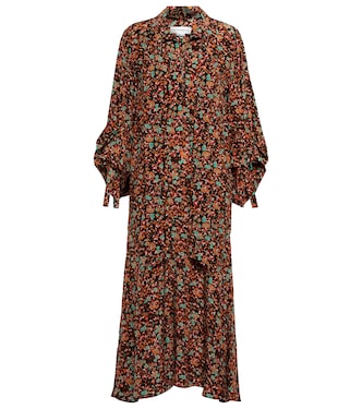 Floral silk tie-neck midi dress | Victoria Beckham