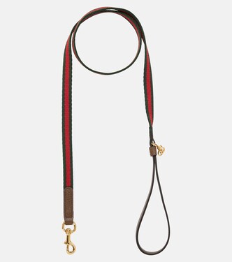 Web Stripe XS faux leather dog leash | Gucci