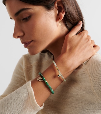 14kt gold Moroccan charm beaded bracelet with diamond | Sydney Evan