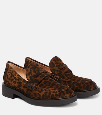 Mocassins Harris en daim à motif léopard | Gianvito Rossi