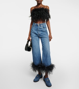 Mocassini in denim con logo | Miu Miu