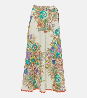 Falda midi de algodón y seda floral | Etro