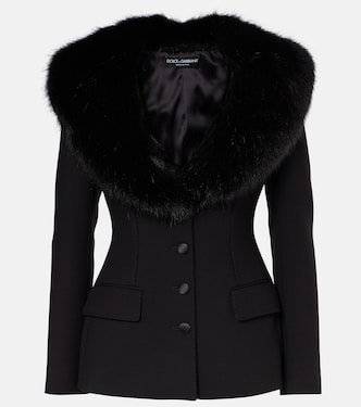 Blazer aus einem Wollgemisch mit Faux Fur | Dolce&Gabbana