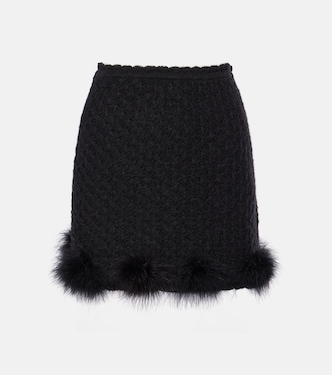 Minifalda de punto con plumas | Blumarine