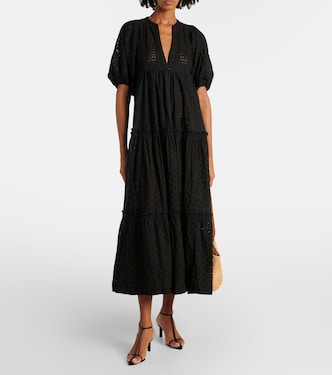 Abito midi in cotone a balze | Poupette St Barth