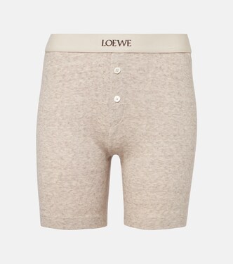 Shorts in cotone e lana con logo | Loewe