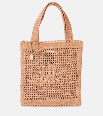 Summer Banana raffia-effect tote bag | Chloé