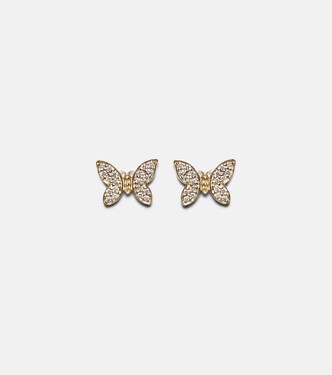 Tiny Butterfly 14kt gold earrings with diamonds | Sydney Evan