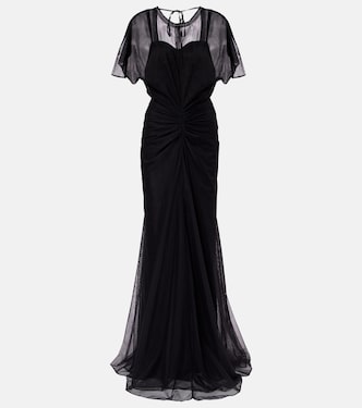 Bella gathered open back organza gown | Victoria Beckham