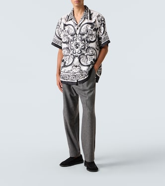 Herringbone wool-blend wide-leg pants | Dolce&Gabbana