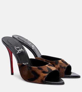 Miss Z 100 레오파드 프린트 카프 헤어 뮬 | Christian Louboutin