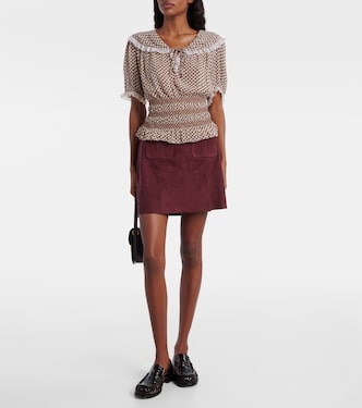 Britt gingham shirred crêpe top | Rixo