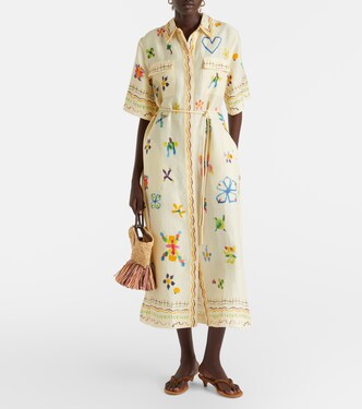 Sidi floral linen-blend shirt dress | Alémais