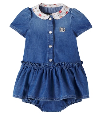 Baby DG denim dress and bloomers set | Dolce&Gabbana Kids