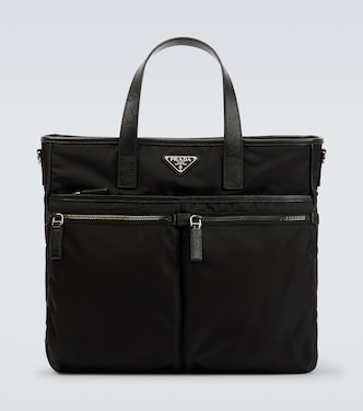 Re-Nylon leather-trimmed tote bag | Prada