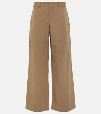 High-rise cotton twill wide-leg pants | Vince