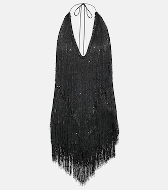 Embellished fringed halterneck minidress | Rotate