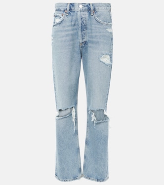 90s distressed mid-rise straight jeans | Agolde