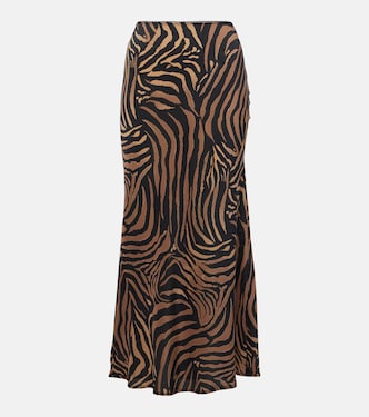 Falda midi Ardith de crepé de seda estampada | Rixo