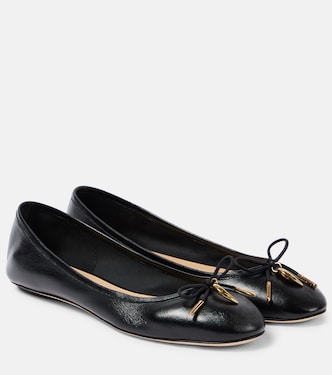Iris bow-detail leather ballet flats | Chloé
