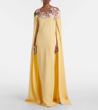 Watercolor Orchid embroidered silk-blend gown | Oscar de la Renta