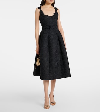 Orchid embroidered guipure lace midi dress | Oscar de la Renta