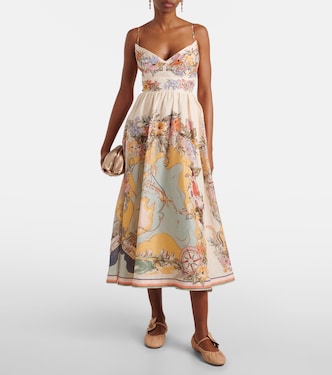 Robe midi Tallow en lin à fleurs | Zimmermann