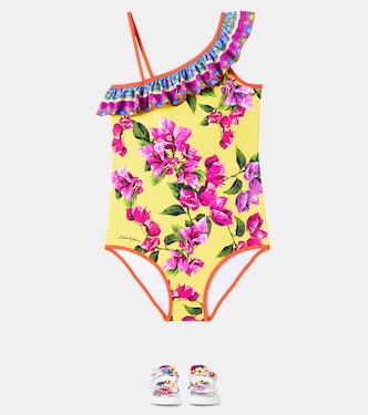 Sandales imprimées en cuir à fleurs | Dolce&Gabbana Kids
