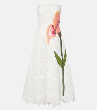 Abito midi Mariela in pizzo con paillettes | Costarellos