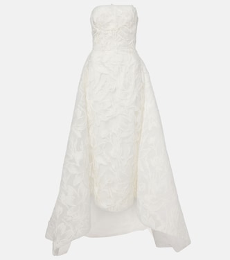 Robe bustier de mariée en jacquard à fleurs | Monique Lhuillier