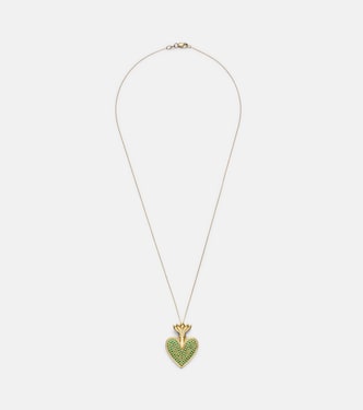 Blowing Heart 18kt gold pendant necklace with Tsavorites | Ileana Makri