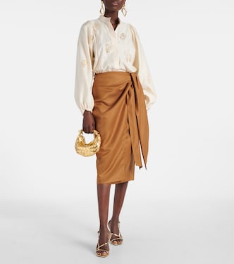 Gonna a portafoglio in lino e seta | Max Mara