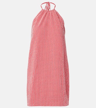 Gingham seersucker halterneck minidress | Hunza G