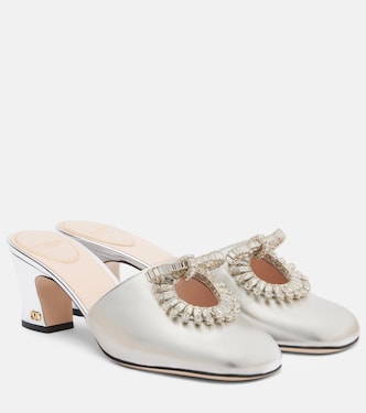 Adamantine 60 metallic leather mules | Valentino Garavani