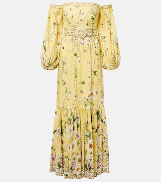 Off-Shoulder-Maxikleid Daisy Chains aus Leinen und Seide | Camilla