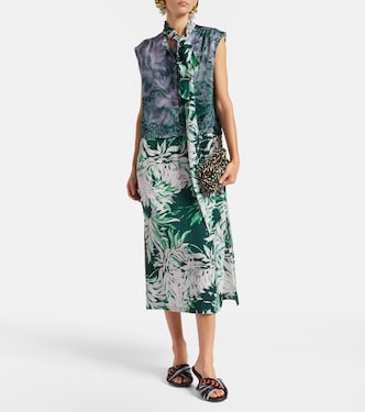 Printed tie-neck midi dress | Dries Van Noten