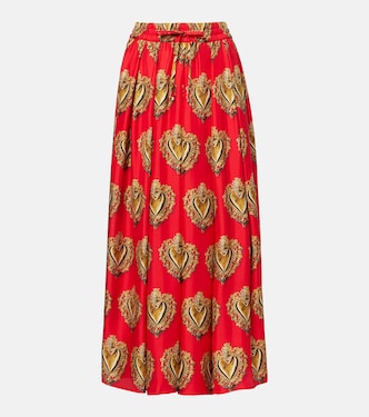 Printed silk satin maxi skirt | Dolce&Gabbana
