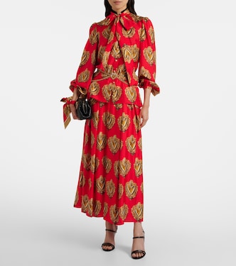 Printed silk satin maxi skirt | Dolce&Gabbana