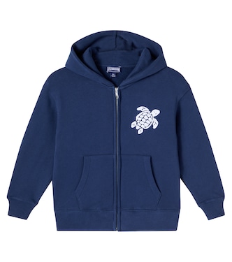 Embroidered cotton jersey zip-up hoodie | Vilebrequin Kids