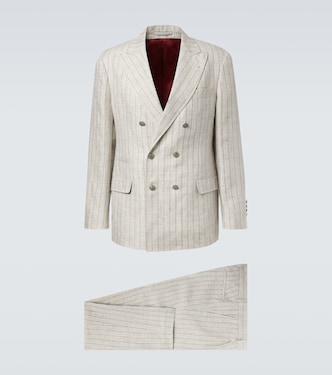 Pinstripe linen suit | Brunello Cucinelli